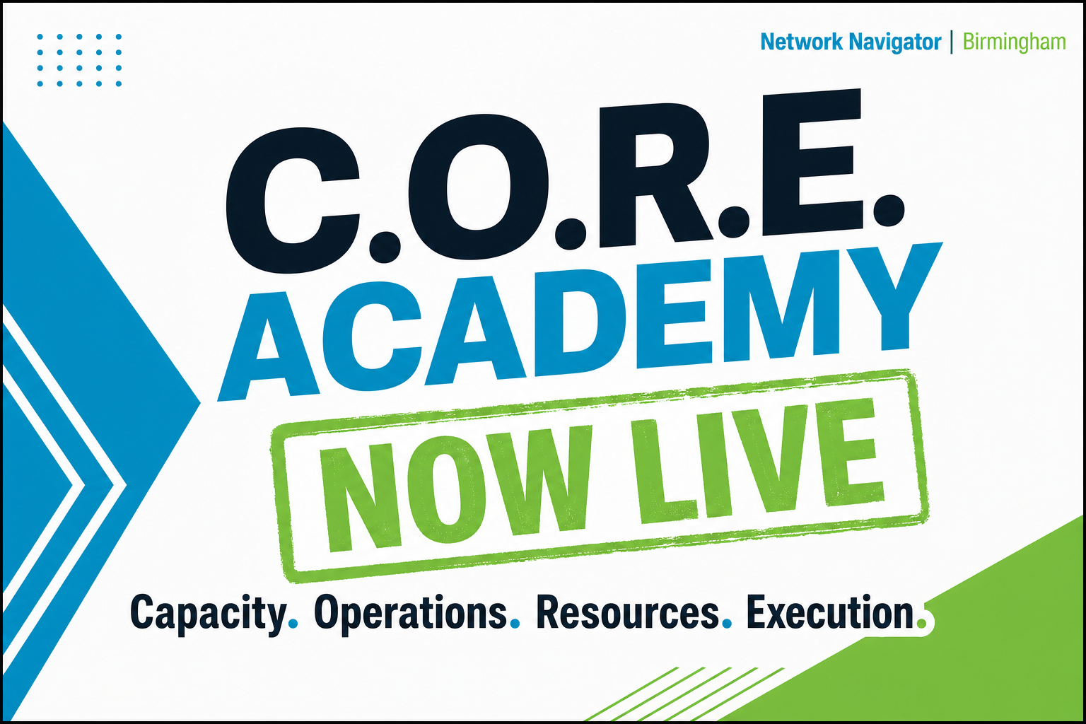 C.O.R.E. Academy promotional graphic - Now Live